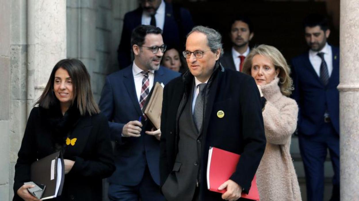 Torra, ayer a su llegada a la reunión semanal del Govern