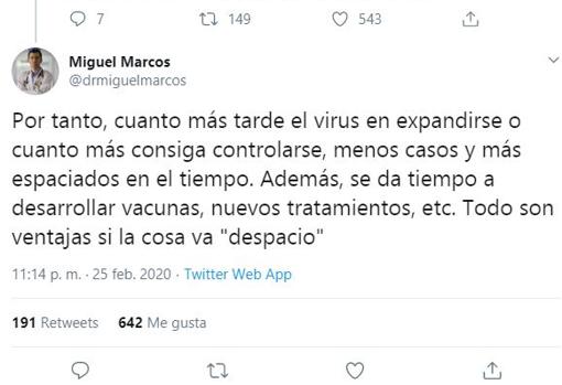 Hilo de Twitter del médico Miguel Marcos