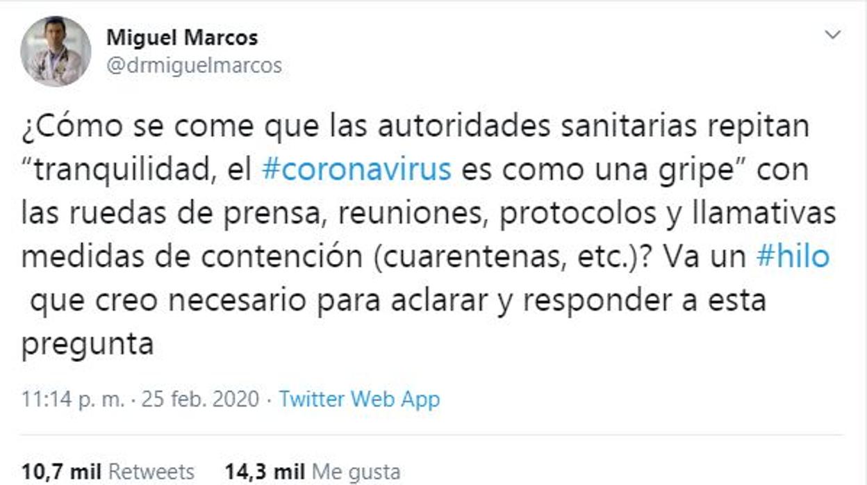 Con este directo mensaje empezó el hilo de Twitter que ha llegado ya a más de un millón de usuarios