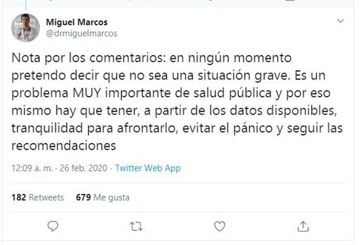 Hilo de Twitter del médico Migue Marcos