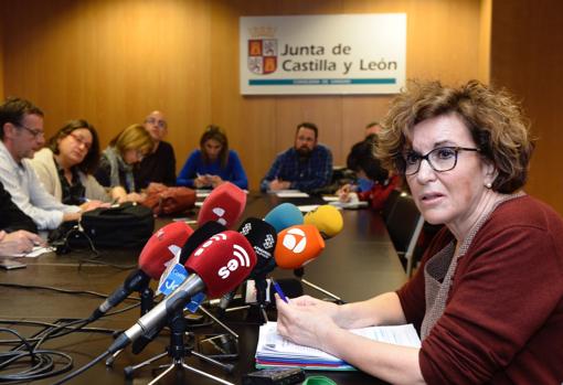 La directora general de Salud Pública, Carmen Pacheco, durante la rueda de prensa