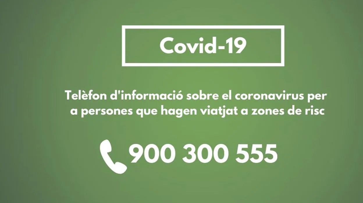 Imagen gràfica con el teléfono de información sobre el coronavirus de la Generalitat Valenciana