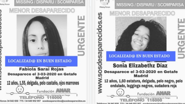 Localizan en buen estado a las dos niñas de 12 años desaparecidas en Getafe