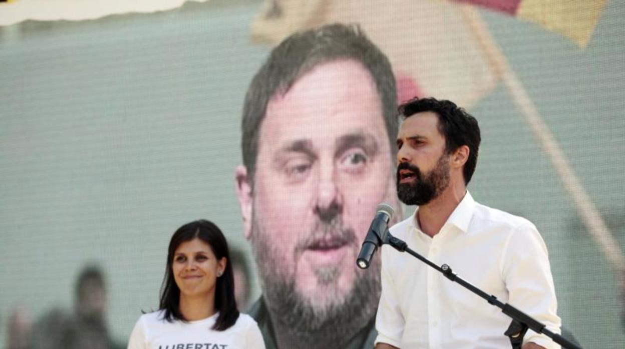 El presidente del Parlament, Roger Torrent, durante el acto de ERC con motivo de la Diada de Cataluña, en septiembre