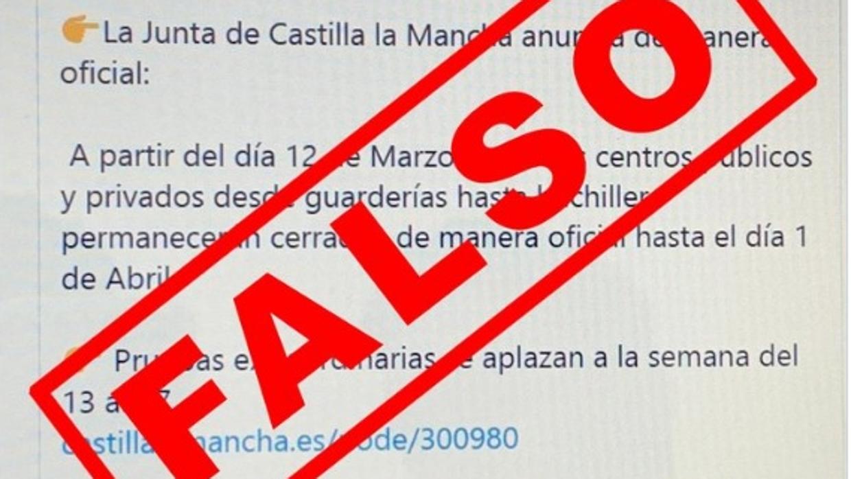 Pantallazo del bulo extendido por las redes sociales