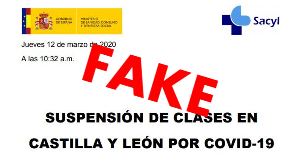 Imagen del documento fake que se ha distribuido por whatsapp en Castilla y León