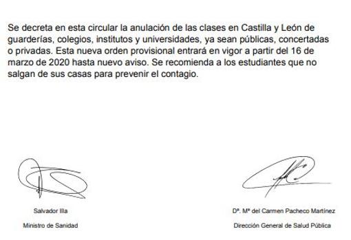 Captura del documento falso que se difunde por los grupos de Whatsapp de Castilla y León