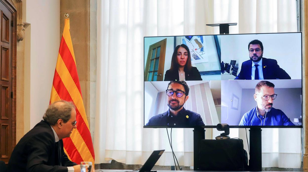 Quim Torra, reunido este domingo con sus consejeros en el Palau de la Generalitat