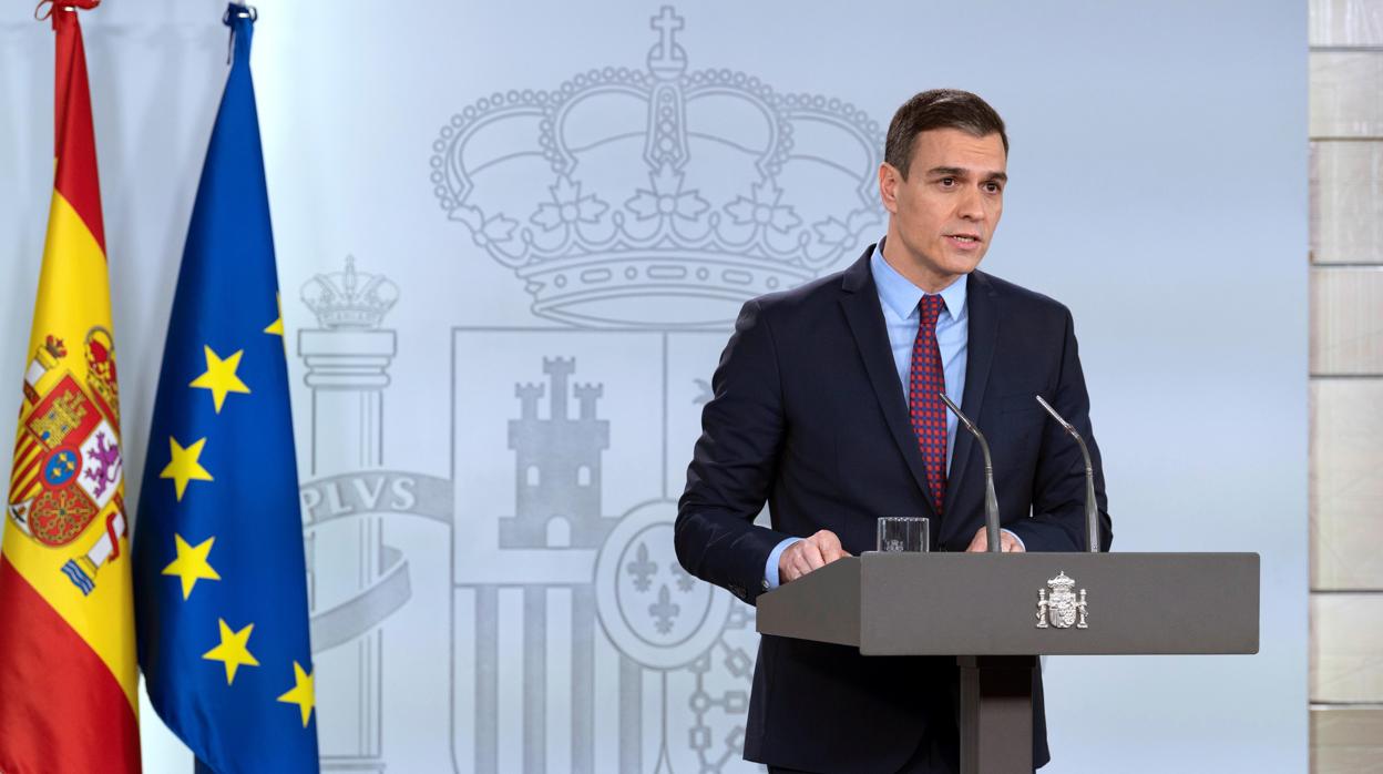 Pedro Sánchez durante una de sus comparecencias en La Moncloa.