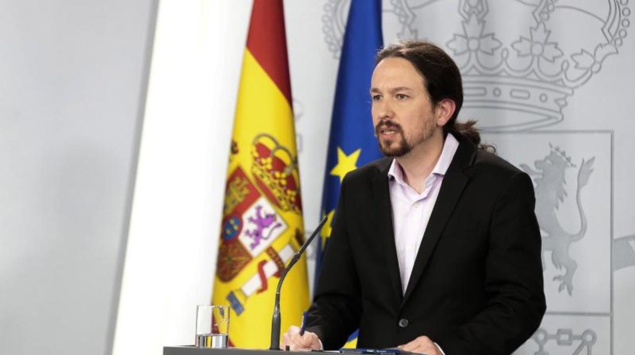 Pablo Iglesias, durante la rueda de prensa de ayer