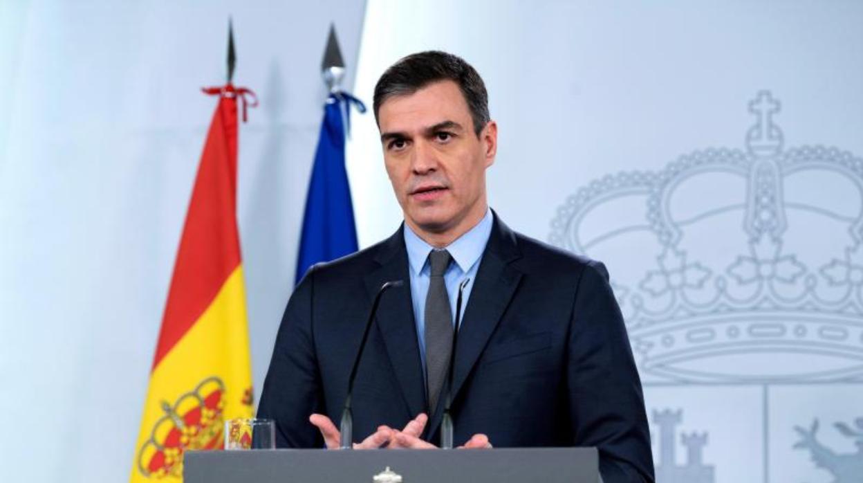 Pedro Sánchez durante una de sus comparecencias telemáticas