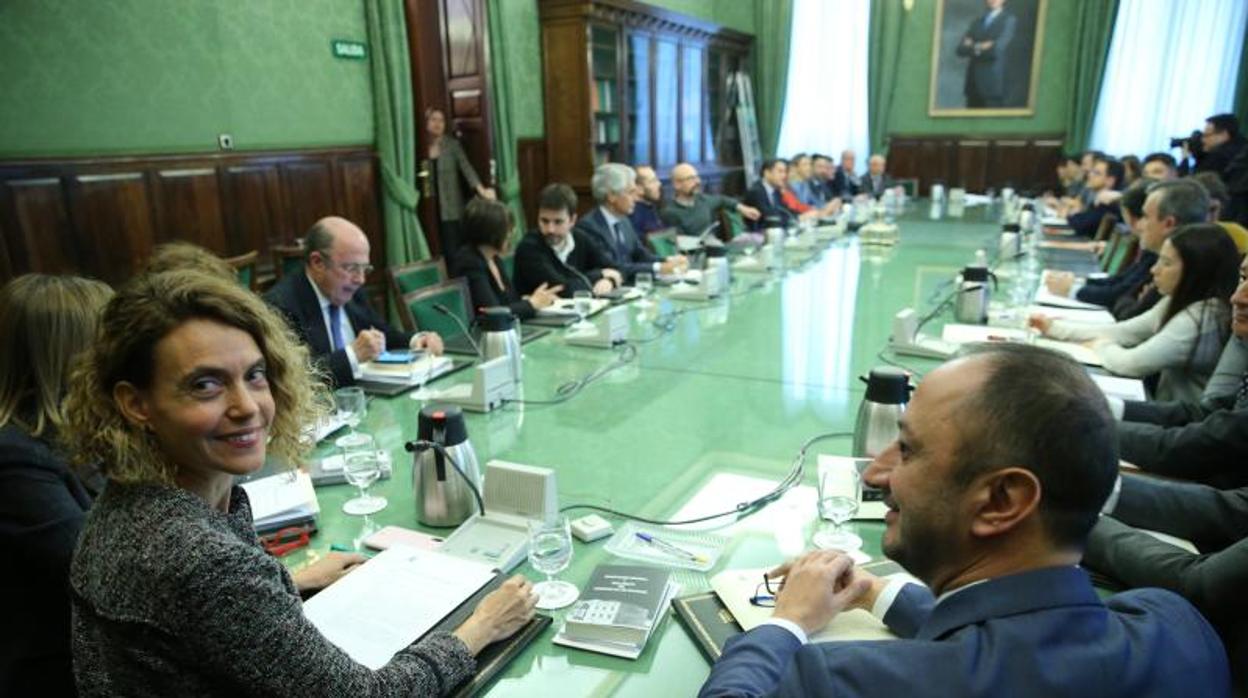 Meritxell Batet preside la reunión de la Junta de Portavoces del pasado 15 de enero