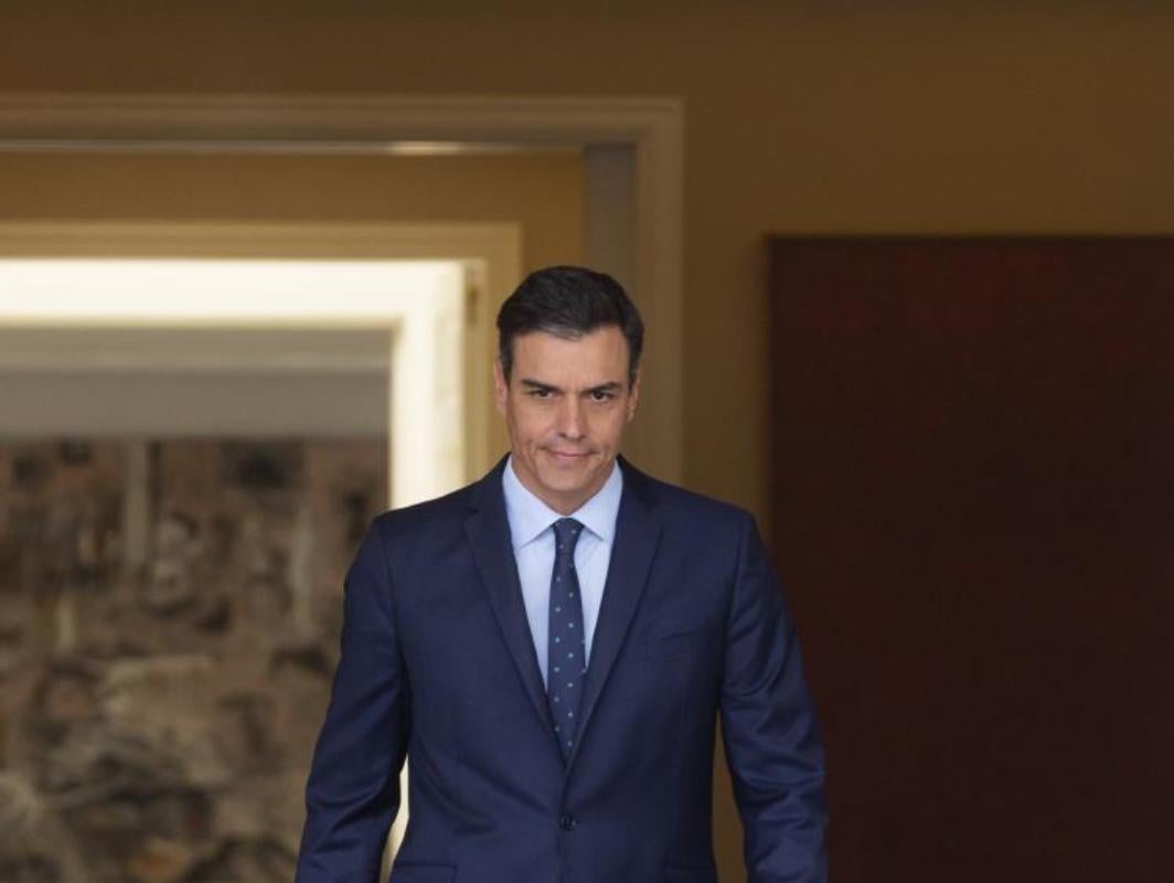 El presidente del Gobierno, Pedro Sánchez, en el Palacio de La Moncloa