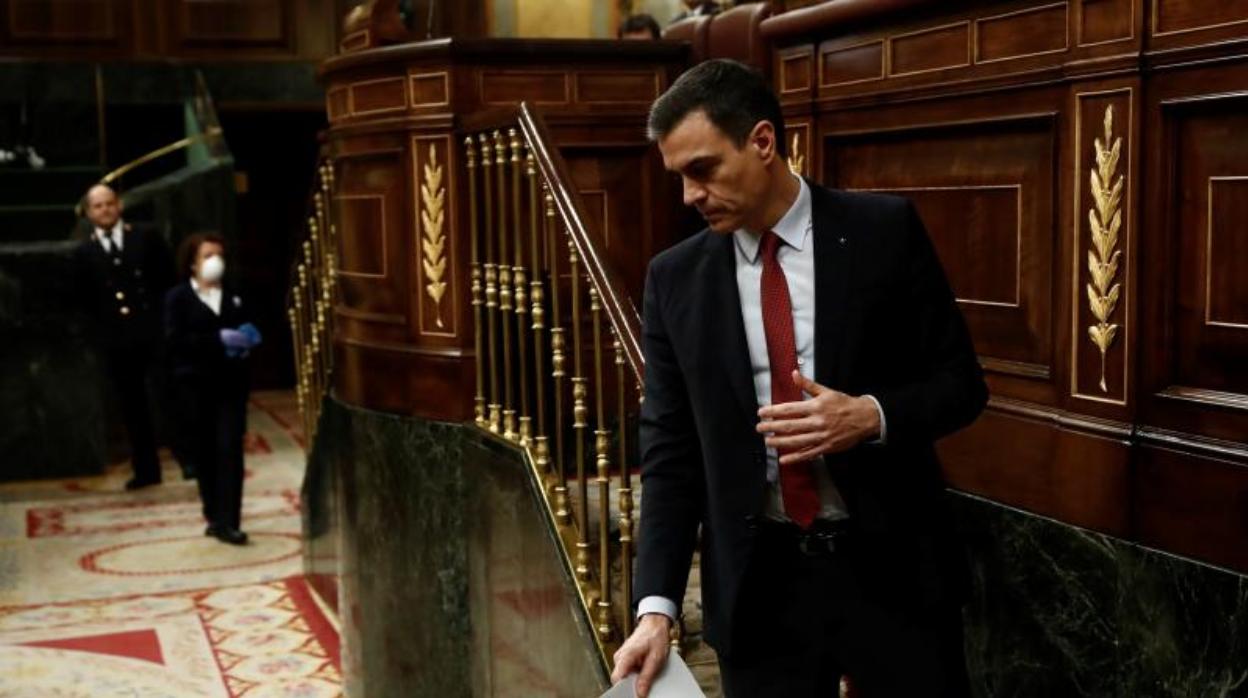 El presidente del Gobierno, Pedro Sánchez, en el último pleno del Congreso de los Diputados