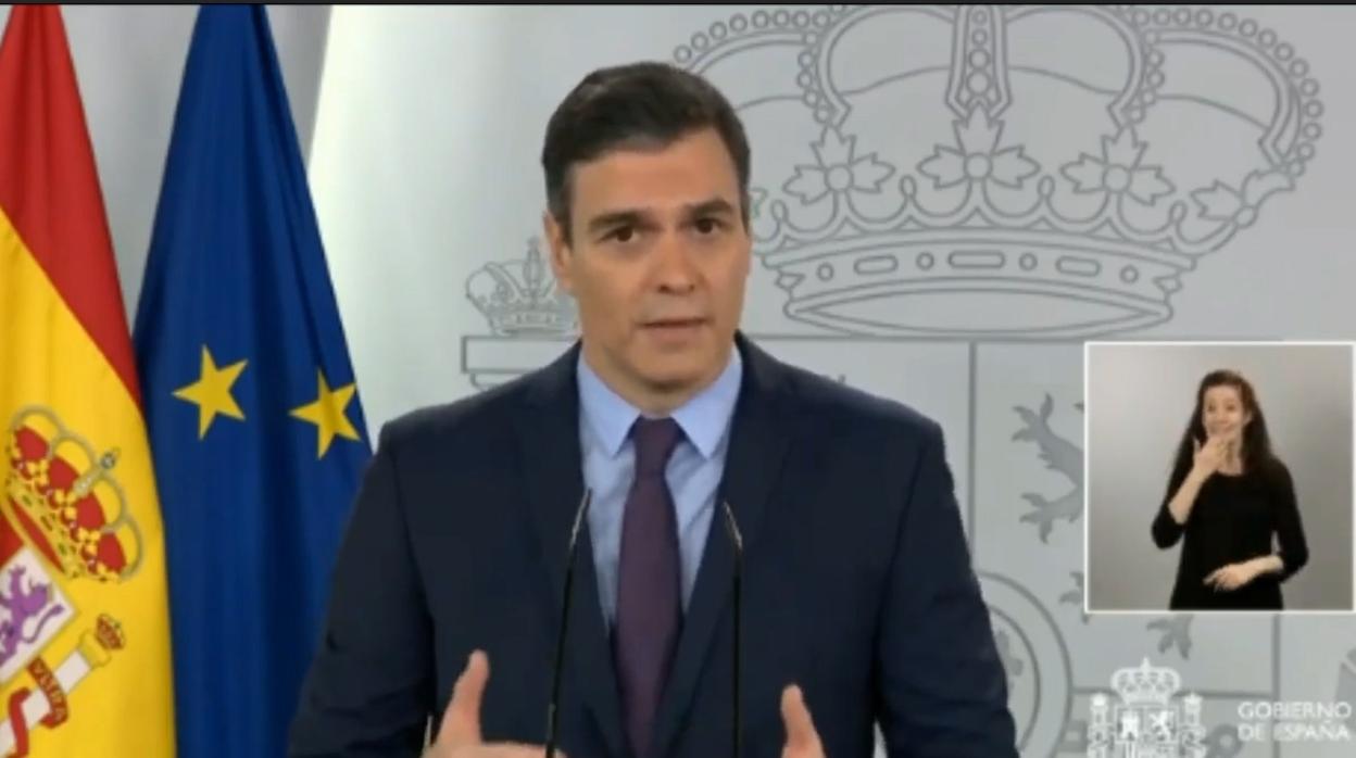 Pedro Sánchez durante su comparecencia en La Moncloa