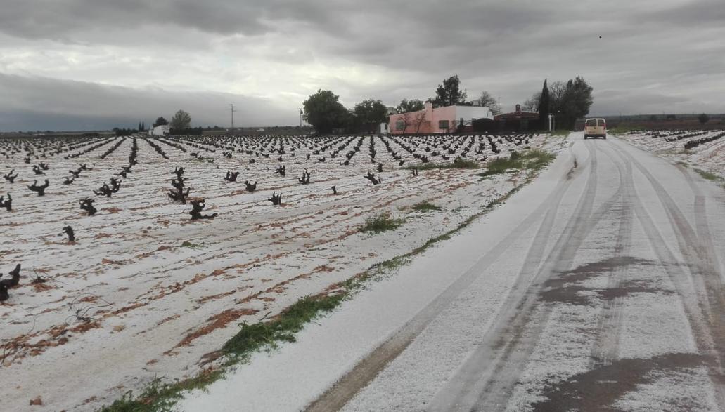 Tormenta de granizo en Miguel Esteban