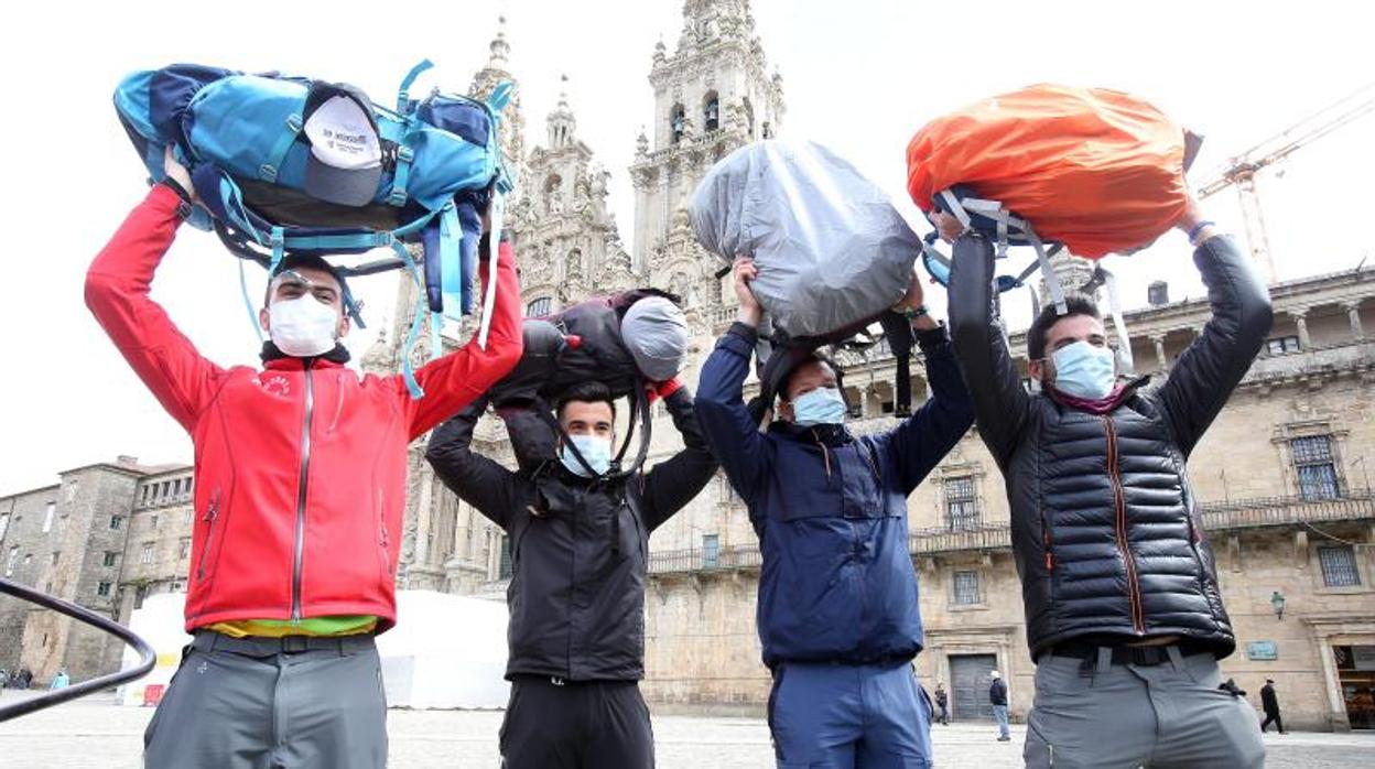 Peregrinos que llegaron a Santiago justo antes de iniciarse el confinamiento