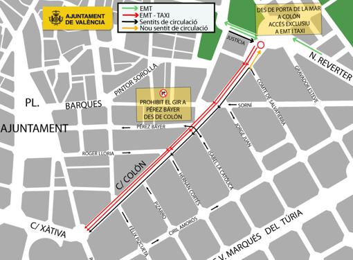 Desescalada del confinamiento: Valencia acelera la peatonalización del centro con la reforma de la calle Colón