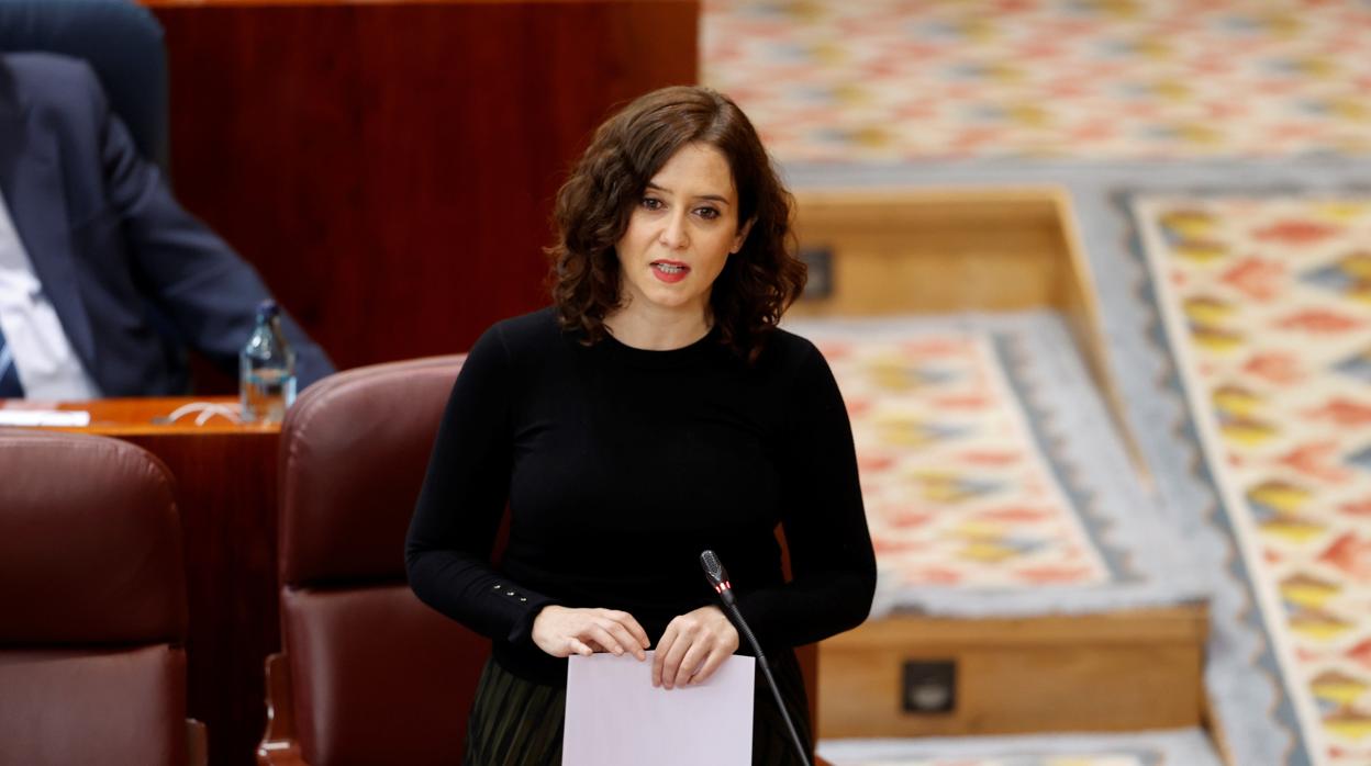 La presidenta Díaz Ayuso, en el pleno en la Asamblea de Madrid