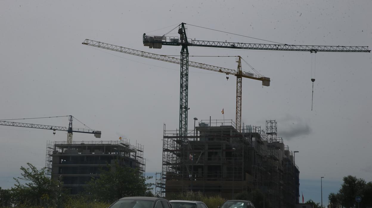 Grúas en edificios en construcción en la Comunidad de Madrid