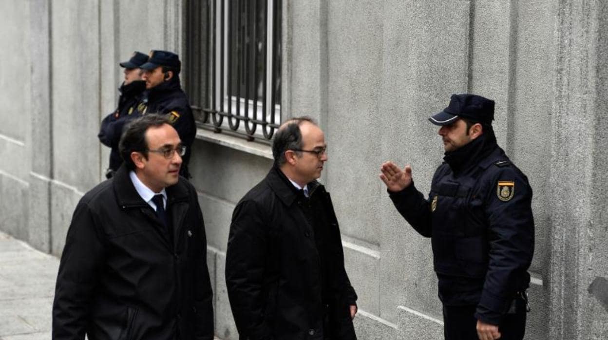 Josep Rull y Jordi Turull, a su llegada al Tribunal Supremo en marzo de 2018