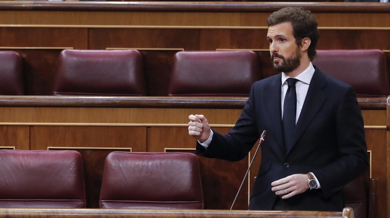 Pablo Casado, durante su intervención el pasado miércoles en la sesión de control al Gobierno