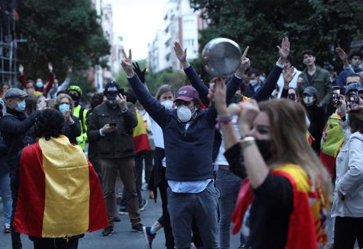 Imagen de la protesta contra el Gobierno en el barrio de Salamanca este miércoles