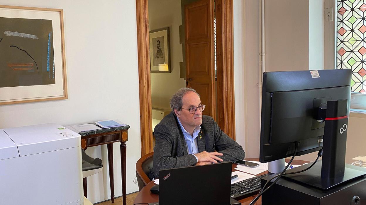 Quim Torra, en el apartamento de los presidentes del Palau de la Generalitat