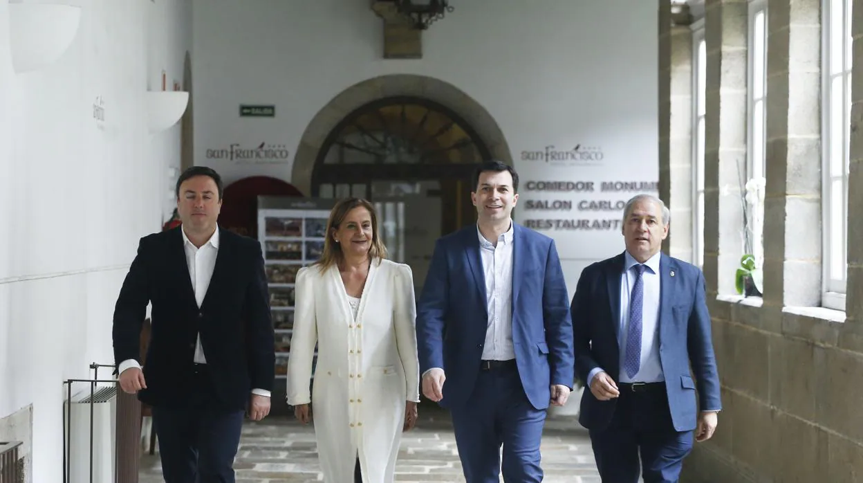 Gonzalo Caballero junto a los presidentes de las diputaciones de La Coruña, Pontevedra y Lugo en una imagen reciente