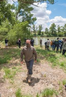 Fernando Gómez, esta mañana en la zona de rastreo