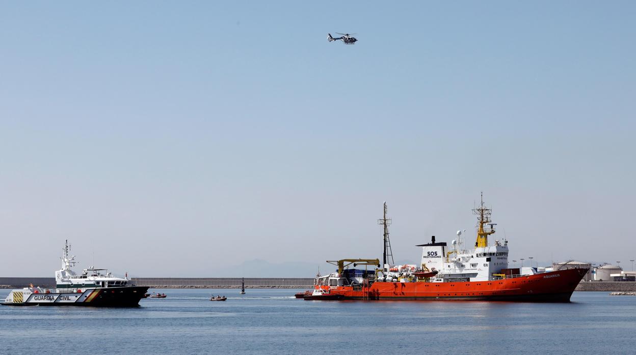 Imagen de la llegada del Aquarius a Valencia el 17 de junio de 2018