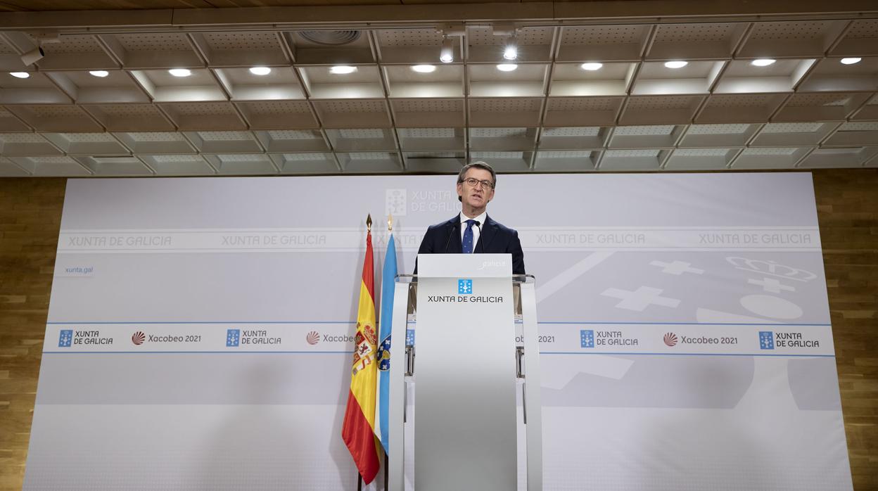 Alberto Núñez Feijóo, este viernes en rueda de prensa