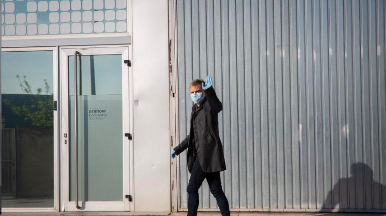 Jordi Cuixart, en abril de este año, entrando a trabajar en su empresa barcelonesa