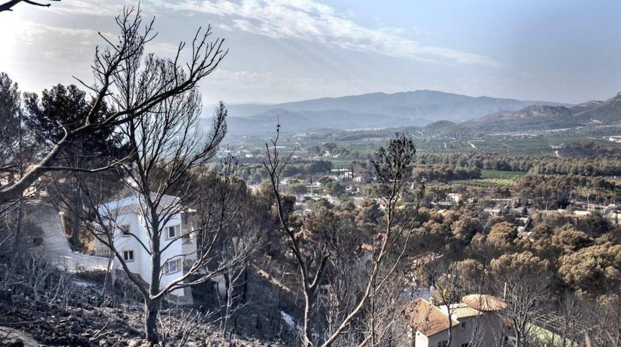 Imagen del incendio que afectó a la localidad de Llutxent en 2018