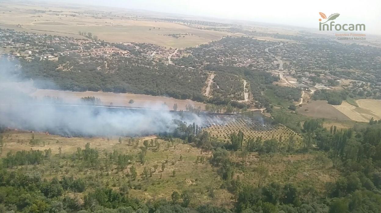 Vista aérea del incendio