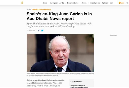 La prensa internacional se hace eco de la exclusiva de ABC sobre el primer destino del Rey Juan Carlos