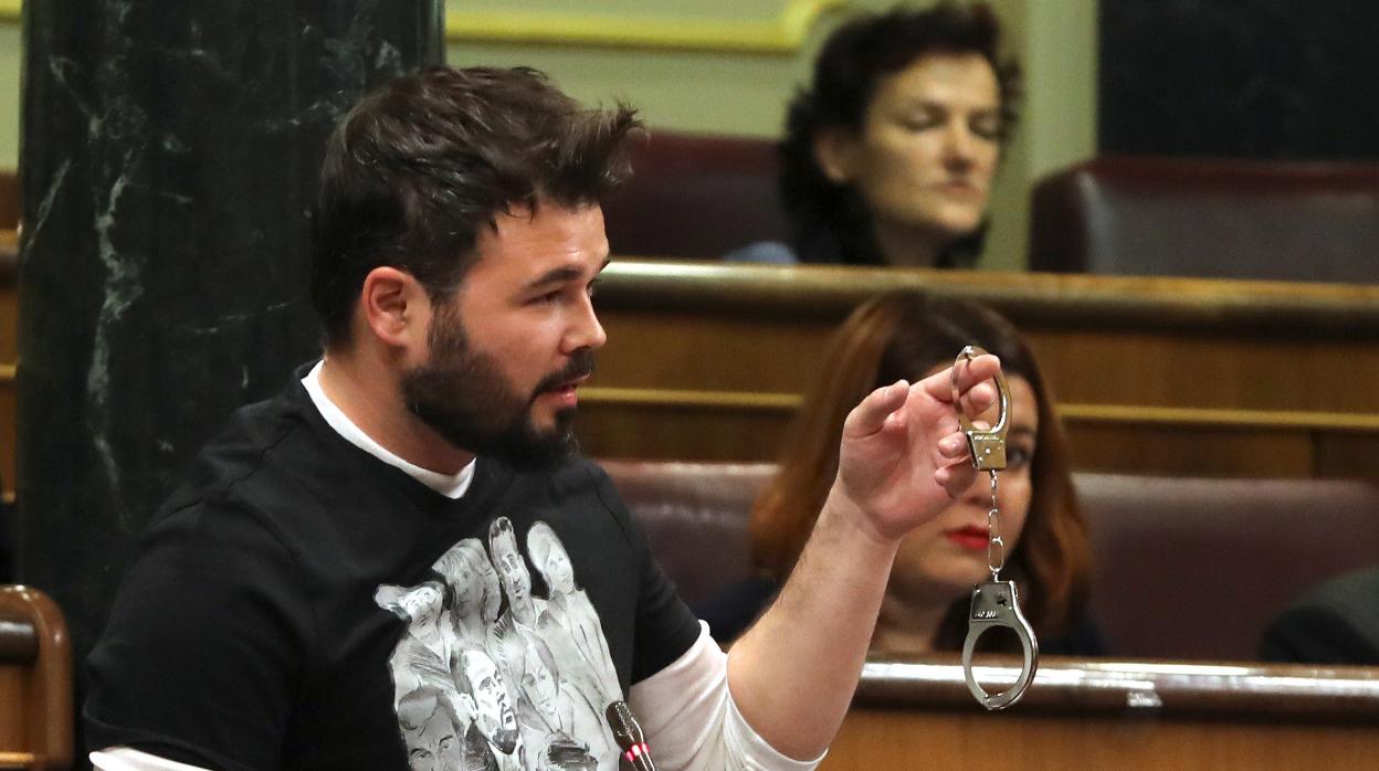 El portavoz de ERC, Gabriel Rufián, en el hemiciclo del Congreso en una imagen de archivo