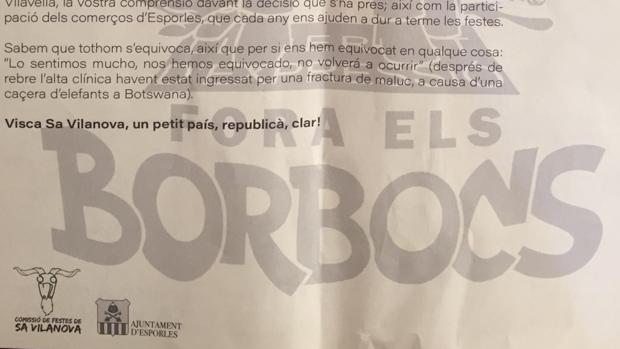 El municipio mallorquín de Esporles celebrará una charanga bajo el lema «Fuera los Borbones»