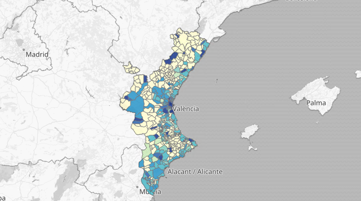 Imagen de los nuevos casos de coronavirus confirmados por PCR en los últimos catorce días en la Comunidad Valenciana