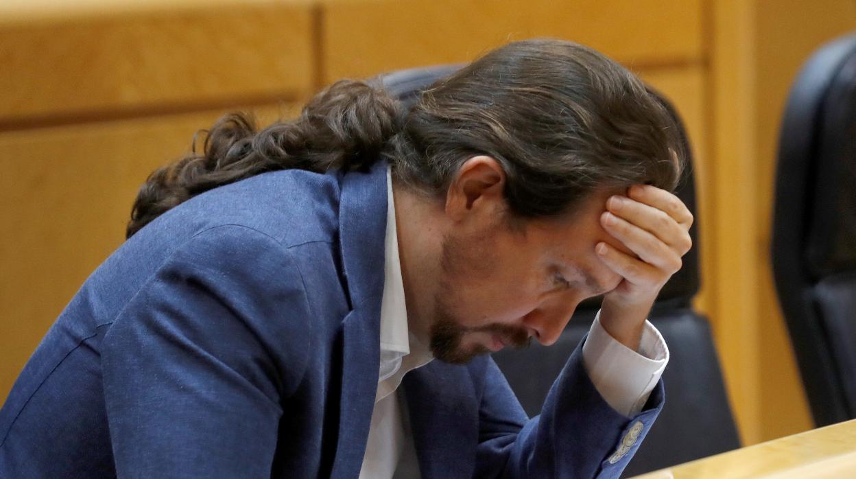 Pablo Iglesias, durante una sesión de control al Gobierno en el Senado