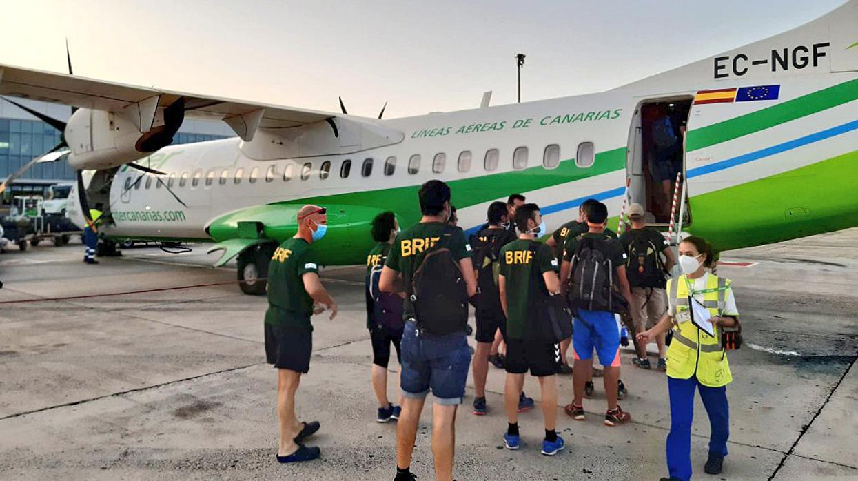 La BRIF de Lubia (Soria) viaje a La Palma para ayudar a frenar el fuego