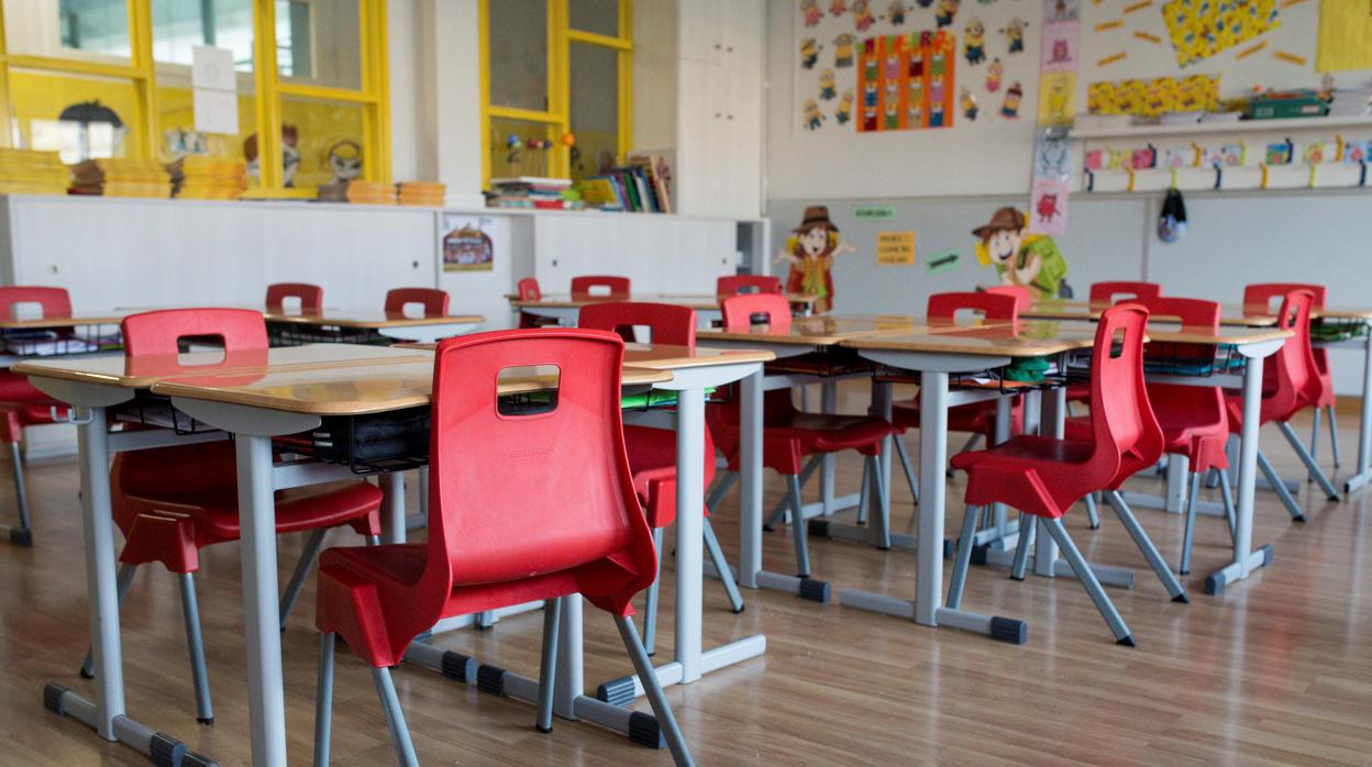 Aula de infantil vacía en un colegio de Orense