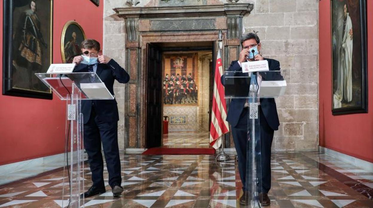 El ministro Escrivá, junto al presidente valenciano Ximo Puig, en su reunión de hace unos días