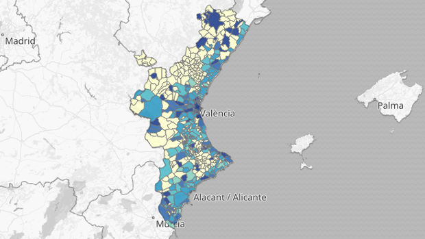 Mapa y listado de los nuevos brotes de coronavirus por municipios en la Comunidad Valenciana