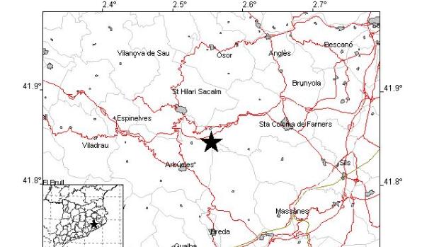 Un terremoto de magnitud 2,8 se hace notar levemente en la comarca gerundense de La Selva