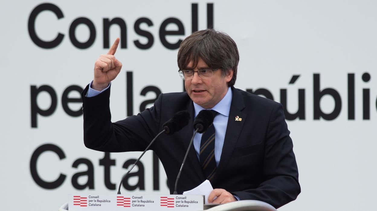 Carles Puigdemont en un mitin en Perpiñán el pasado mes de febrero