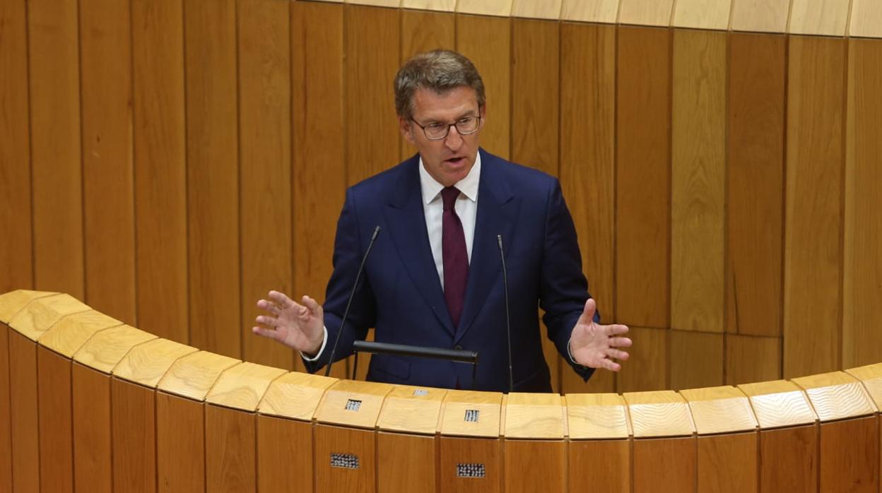 Núñez Feijóo, durante su intervención en el segundo día del debate de investidura