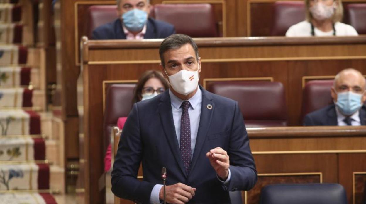 El presidente del Gobierno, Pedro Sánchez, ayer en el Congreso