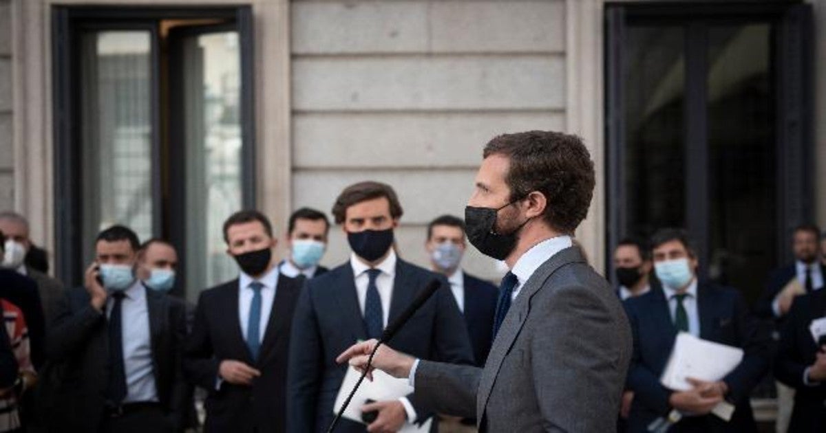 El presidente del PP, Pablo Casado, esta semana en el Congreso