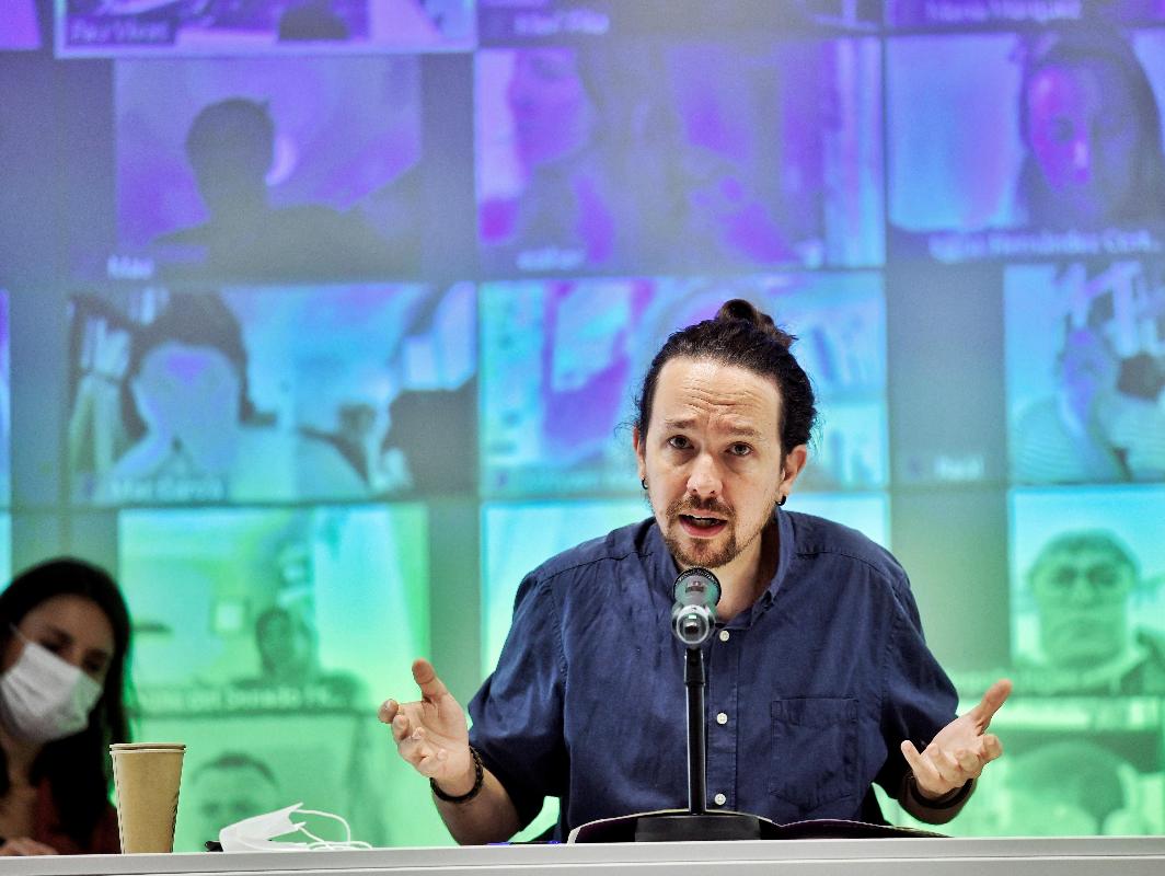 El secretario general de Podemos y vicepresidente segundo del Gobierno, Pablo Iglesias, interviene ante el Consejo Ciudadano de Podemos celebrado este sábado en Madrid